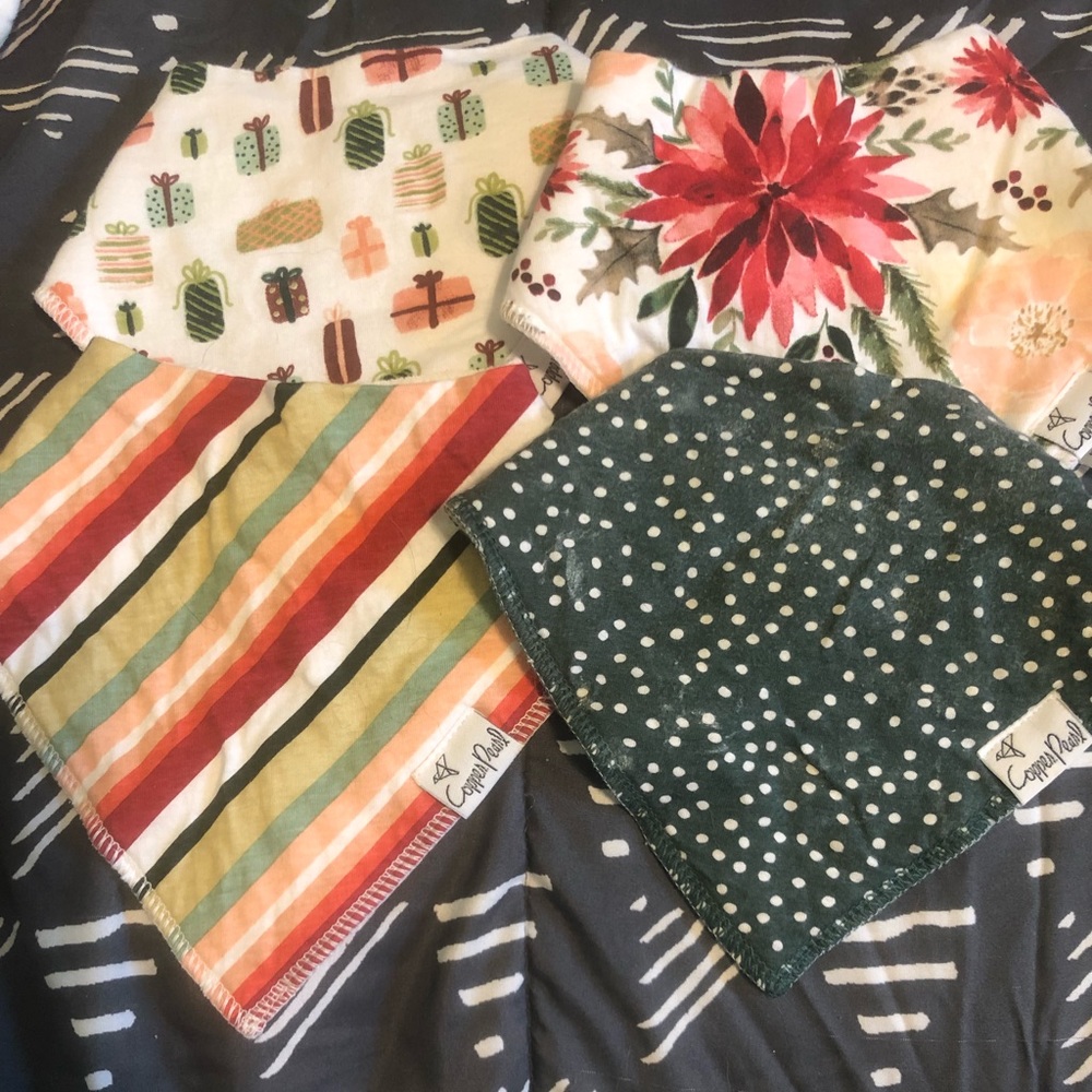 Copper pearl christmas/holiday bandana bib set